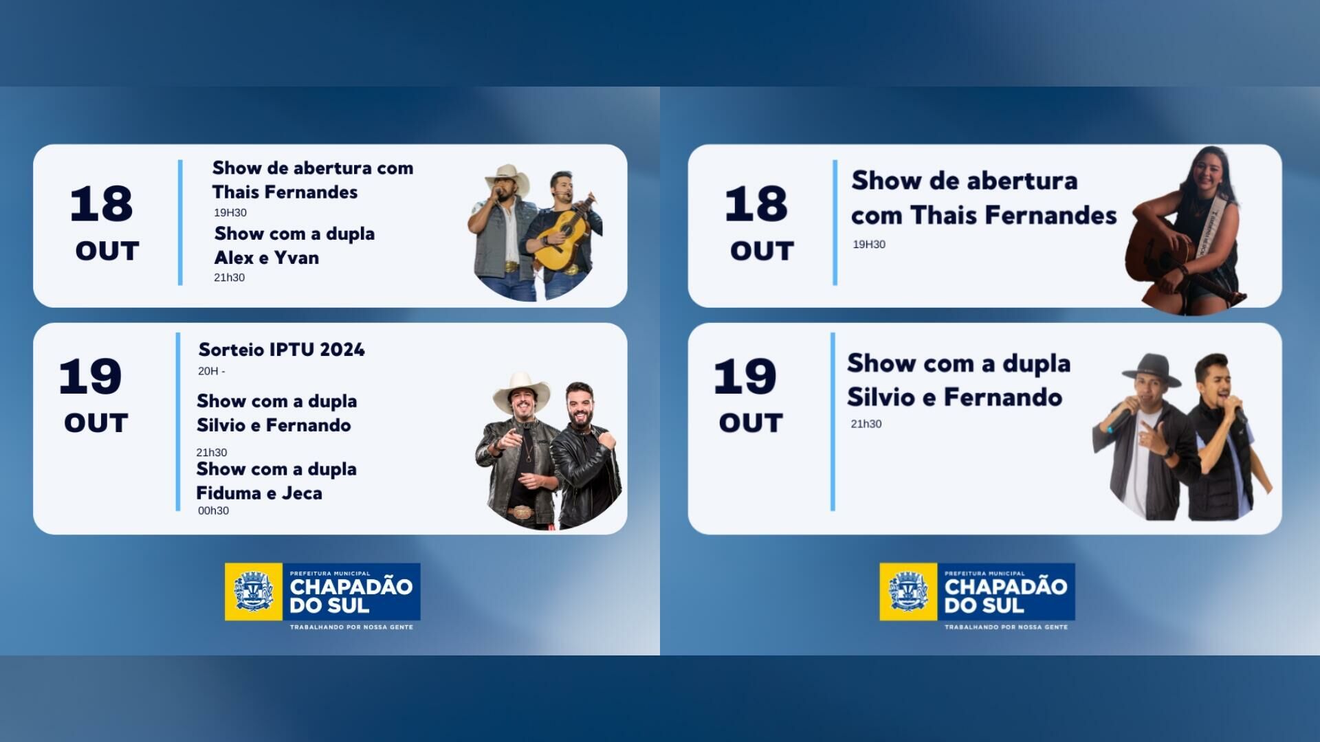 Imagem de compartilhamento para o artigo Chapadão do Sul celebra 37 anos com programação especial e shows musicais da MS Todo dia